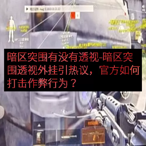 暗区突围有没有透视-暗区突围透视外挂引热议，官方如何打击作弊